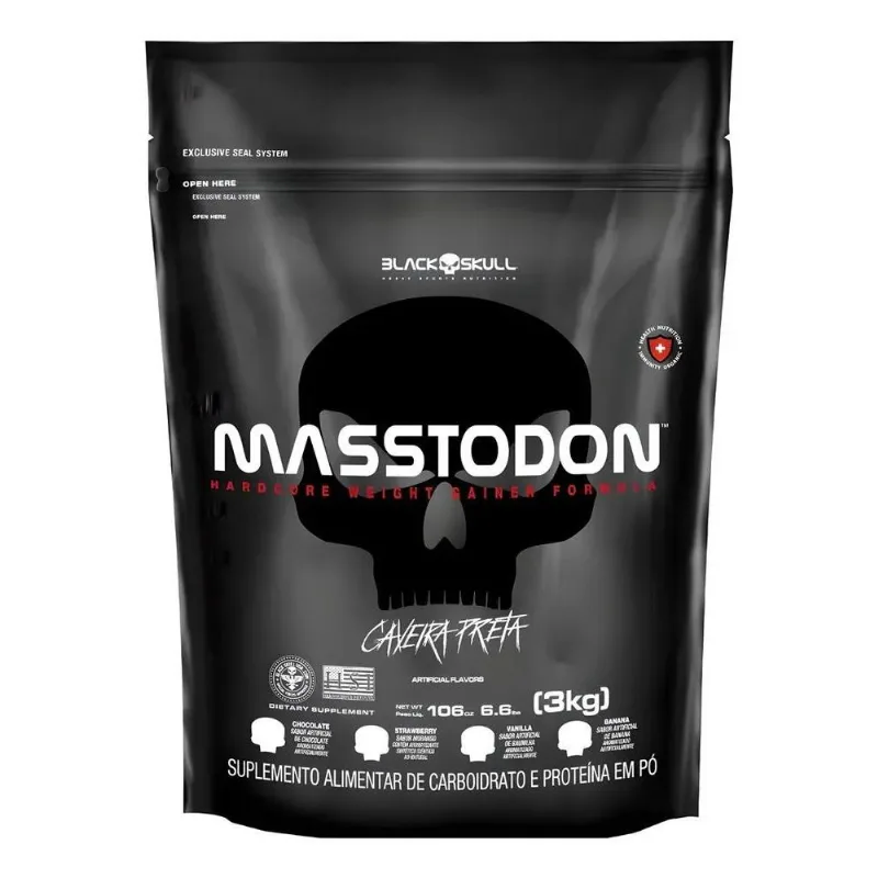 Hipercalórico Masstodon Massa 3kg Black Skull Sabor Chocolat