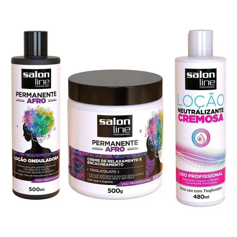 5x Kit Creme Relaxamento Cachos Afro Profissional Salon Line