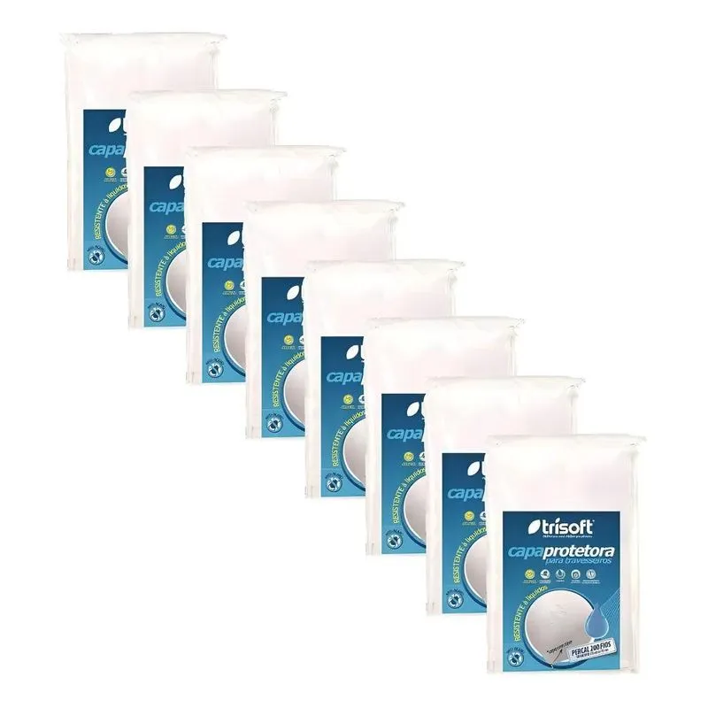 Kit 08 Capas Travesseiro Impermeável Trisoft 200 Fios Zíper