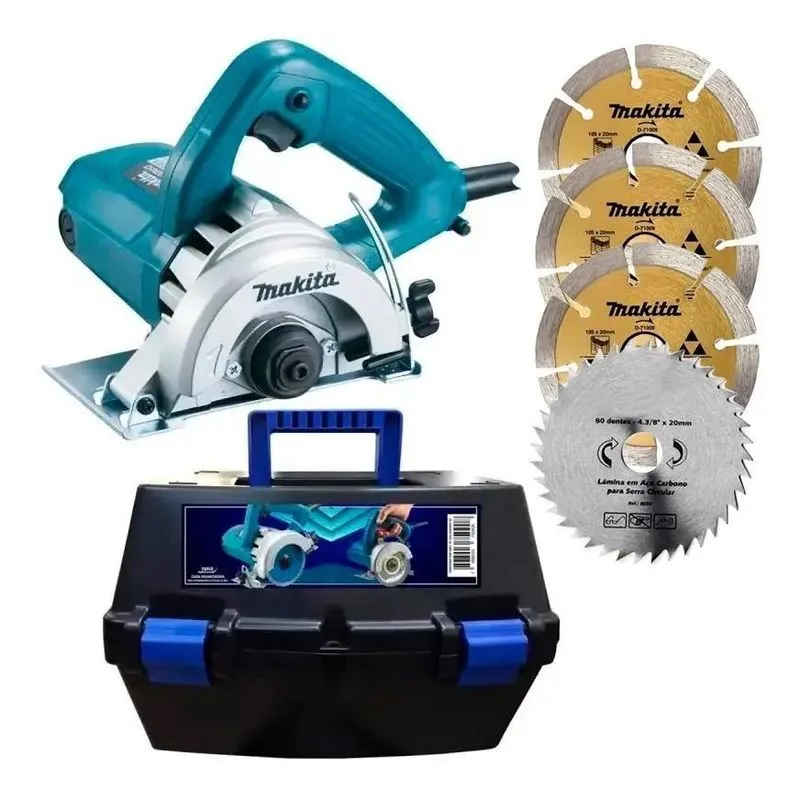 Serra Mármore 4.3/8 1300w 4100nh3z Makita + 4 Discos Maleta