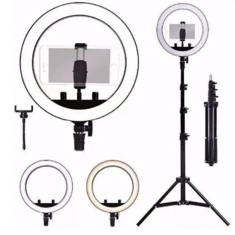 Kit de Fotografia Aquilae Ring Light com Tripé Completo LED 10 Polegadas 15W Preto