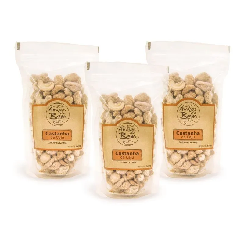 Combo 3 Castanha De Caju Caramelizada 220g
