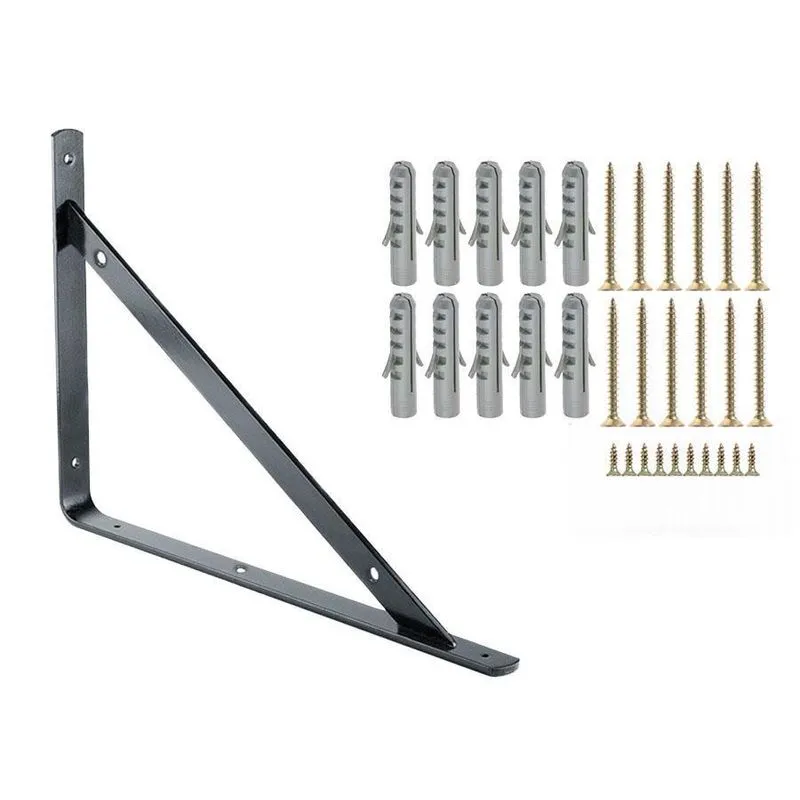 4 X Mão Francesa Preto 30cm Com Kit De Parafuso E Bucha
