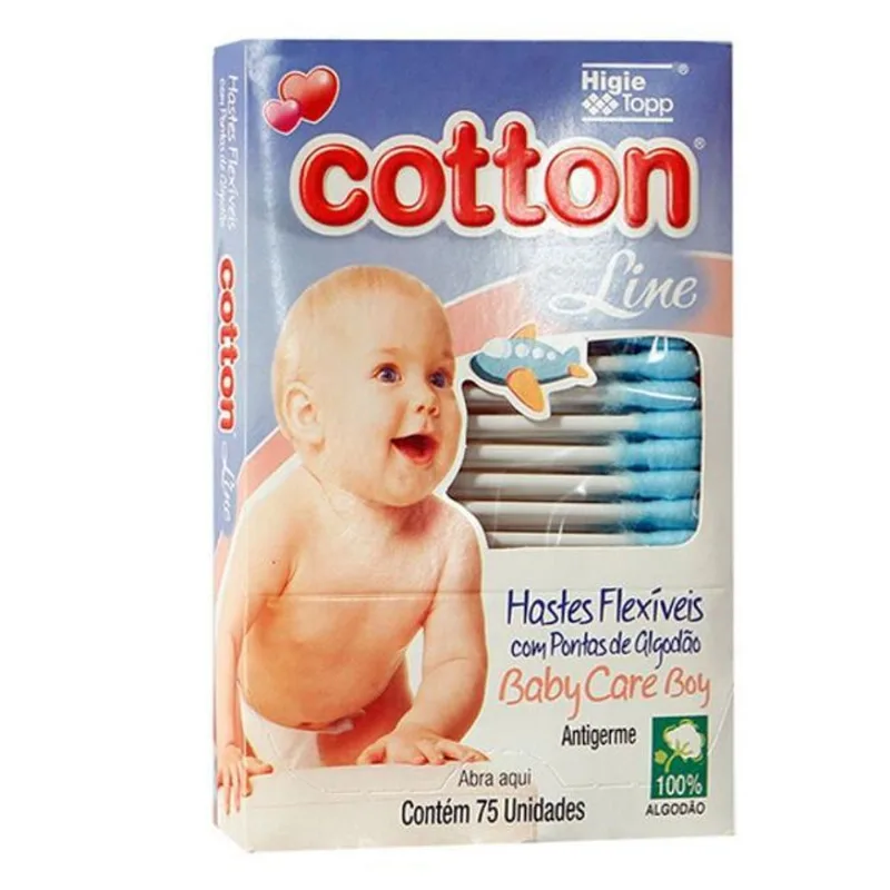 Hastes Flexíveis 75 Unidades Baby Care Boy Cotton Higie Topp