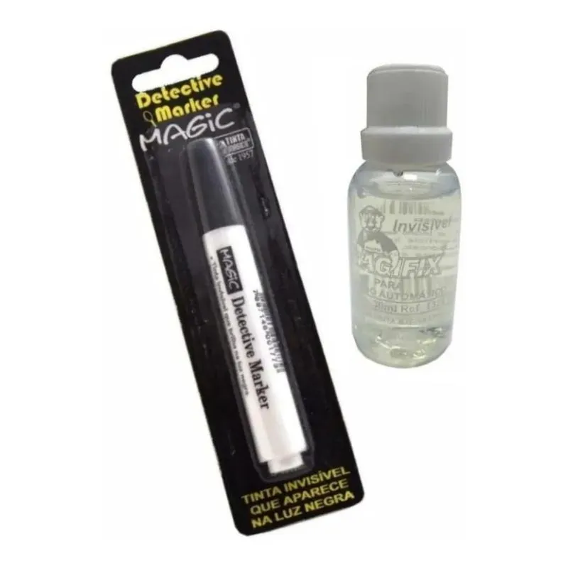 3x Caneta Mágica Tinta Invisível Luz Negra + Frasco