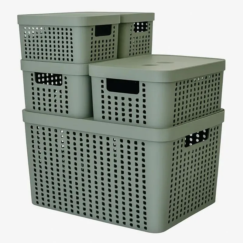 Kit 5 Caixas Organizadoras 2l 4,5l 17l Com Tampa Mult Verde