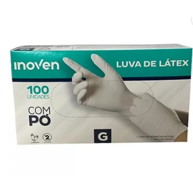 Luva Látex Descartável Pó G Inoven Comercio Inte Cx 100 Un