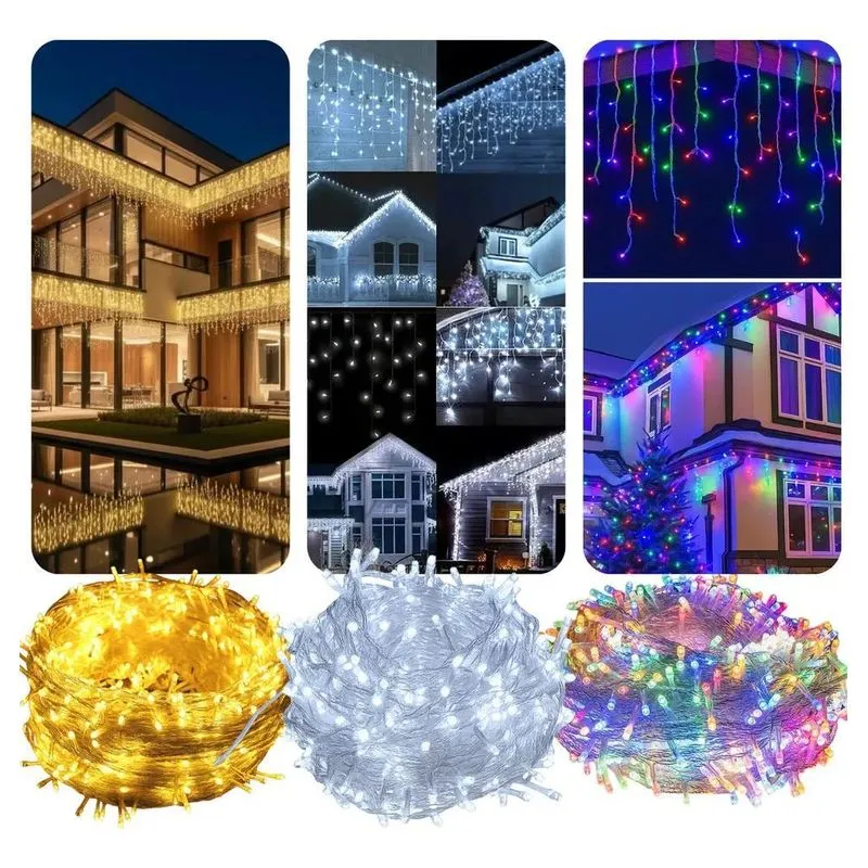 Cascata 200 Led 5 Metros Luz Natal 8 Funções Colorido 127v