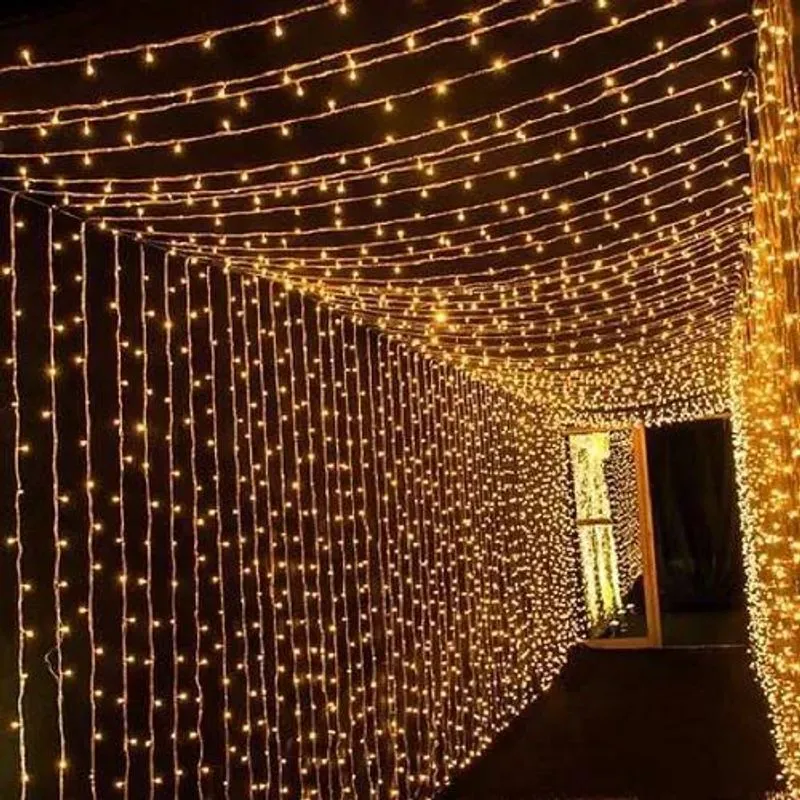 Cordão 300 Leds Fixo Branco Quente 30 Met 220v