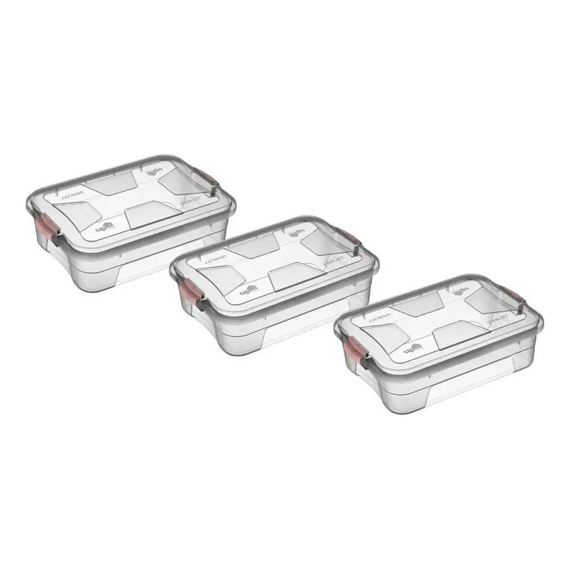 Kit 3 Caixa Organizadora Plástica Transparente 10l Com Tampa