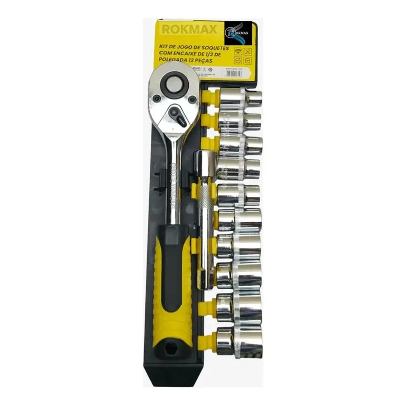 Jogo De Soquetes Com Catraca Reversível 1/2 10 A 22 Mm Kit C