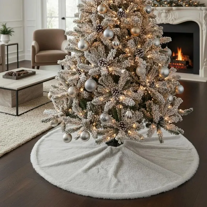 Saia Base Tapete De Árvore De Natal Enfeite Natalino Branco