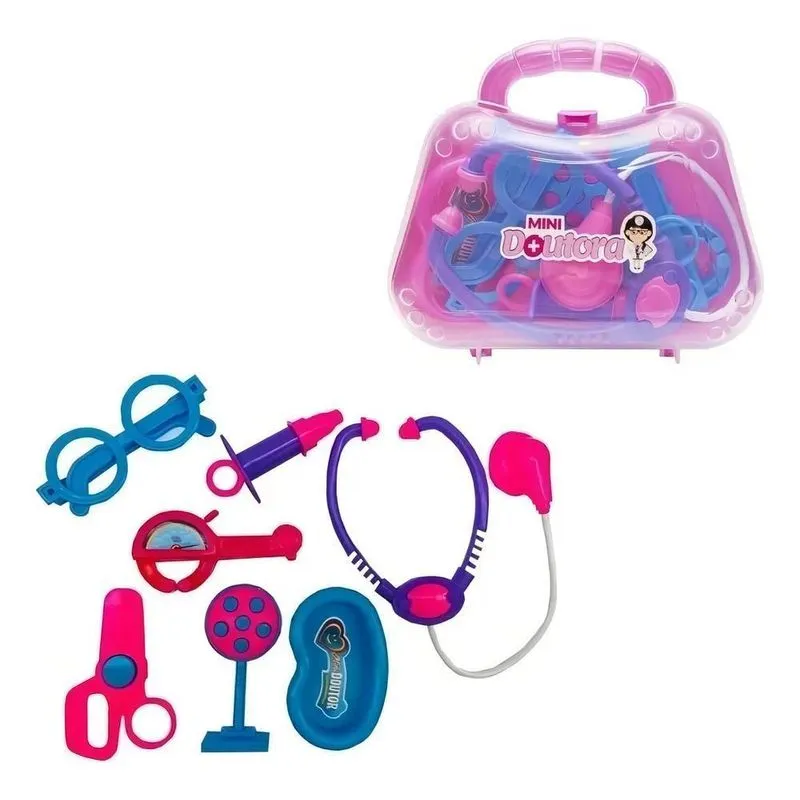 3x Brinquedo Mini Doutora Menina Com Maleta Acessorios Pakit