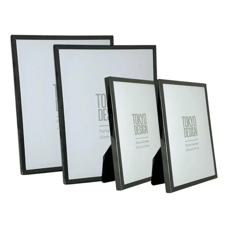 Conjunto De 4 Porta Retratos Aço Inox Moldura 10x15 E Grafit