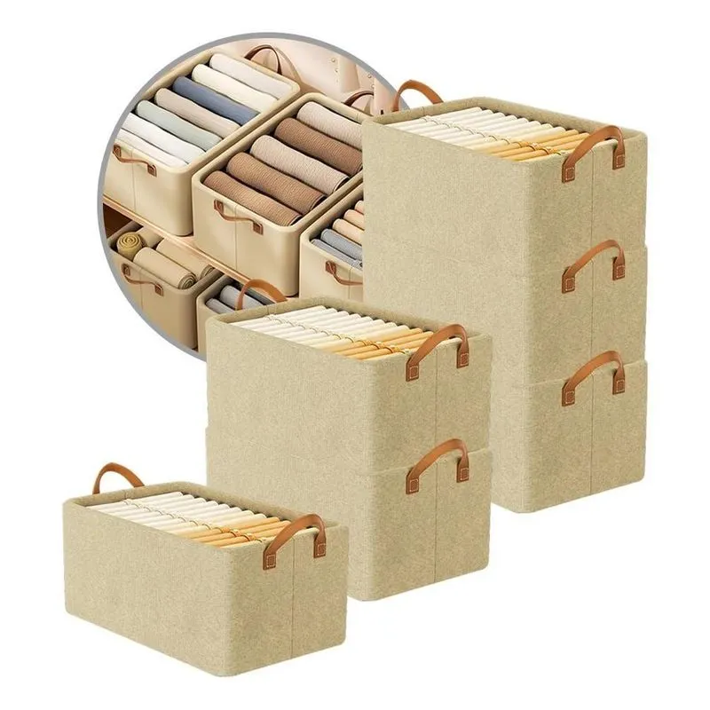 Kit 6 Organizador Guarda Roupa Cesto Caixa Multiuso Dobrável