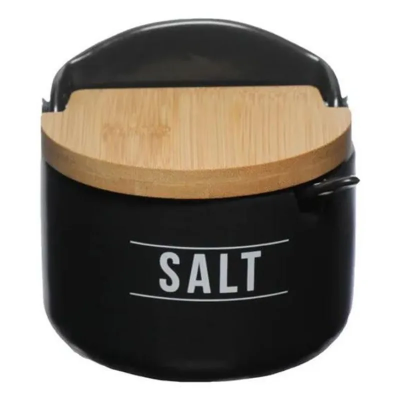 5x Saleiro Manhattan Em Bambu/porcelana Preta 290ml - Hauskr