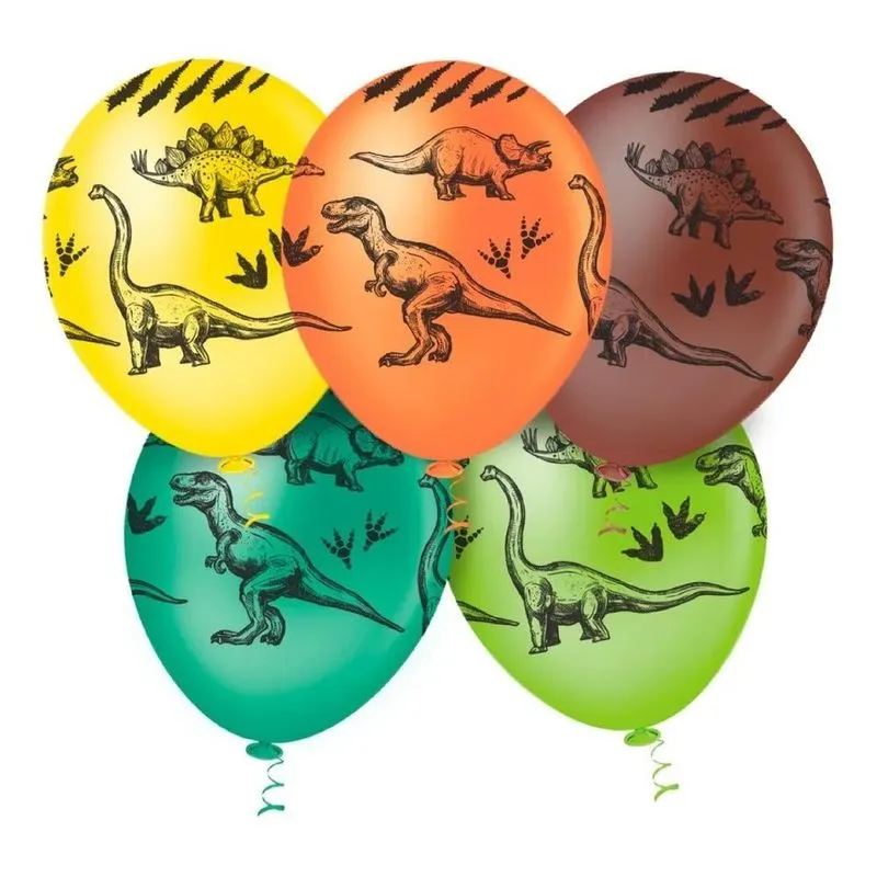 5x Balão - Bexiga Dinossauro - 25 Unidades