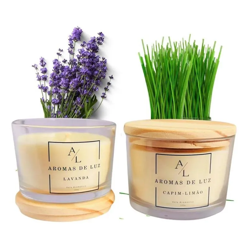 Kit 2 Velas Aromáticas Perfumada Capim Limão E Lavanda Bran