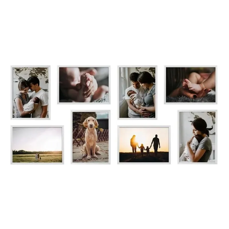 Kit 8 Porta Retratos 15x21 Foto Família Moldura Decor Branco
