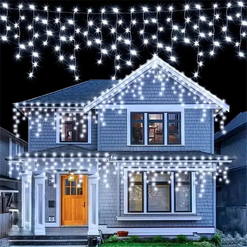 Cascata 400led 10m Natal Pisca Prova Dagua 11 Branco Frio 22