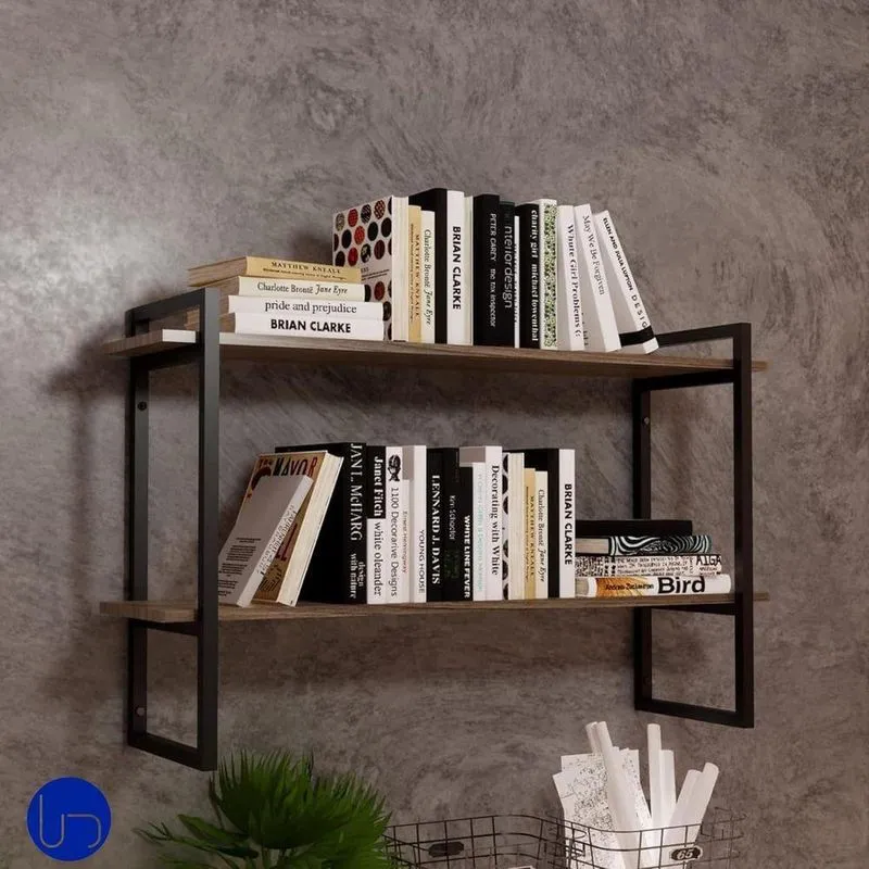 Prateleira Nicho Com Suporte Industrial Branco Quarto Cozinha Escritório Parede Design Elegante Organização 60cm Preto