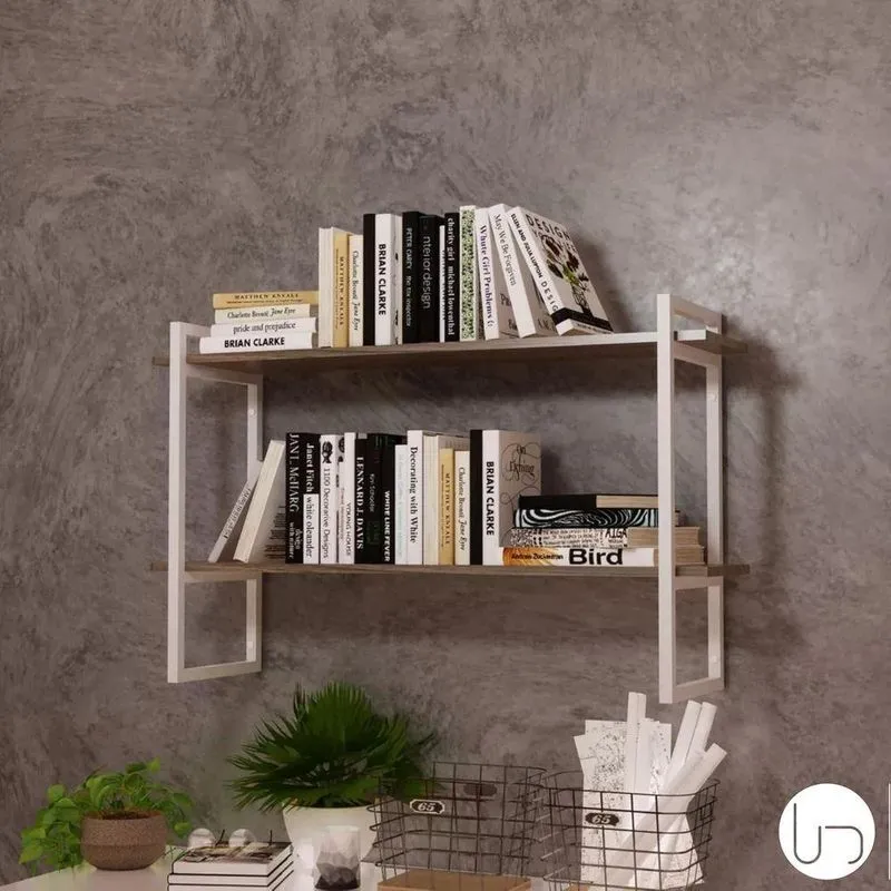 Prateleira Nicho Com Suporte Industrial Branco Quarto Cozinha Escritório Parede Design Elegante Organização 90cm Branco