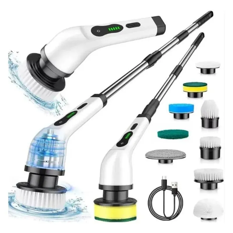 Escova Ajustável De Limpeza Pesada 9 Em 1 Completa - Branco