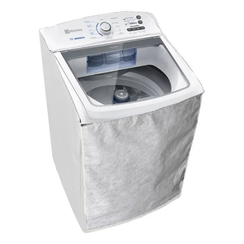Capa Maquina Lavar Electrolux Led 13 14kg Zíper Transparente Bran