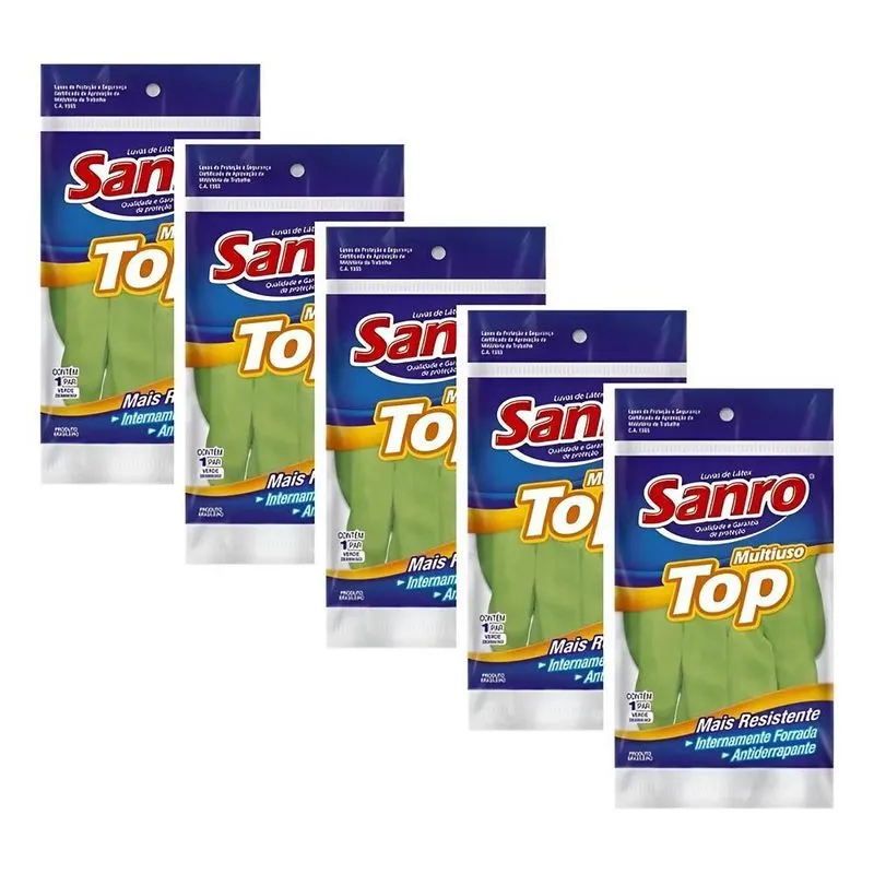 Luva Latéx Limpeza Multiuso Sanro Top Verde Xg - Extra Gran