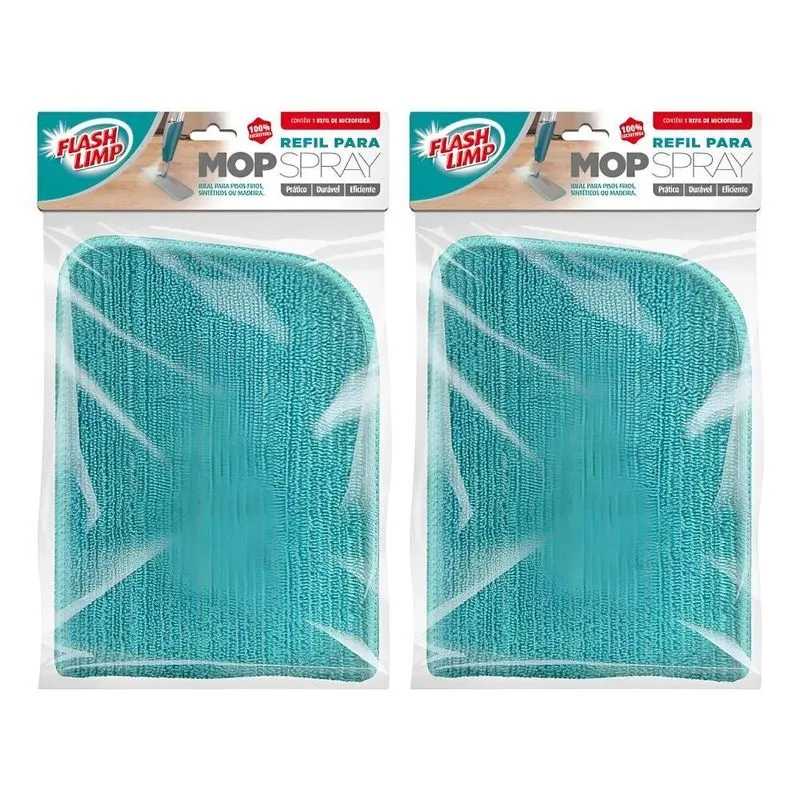 Kit 2 Refil Para Mop Spray E Spray Fit Em Microfibra Flash L