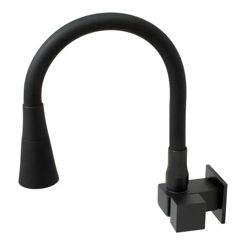 Torneira Parede Cozinha Quadri Luxo Cano Flexível Preta C100
