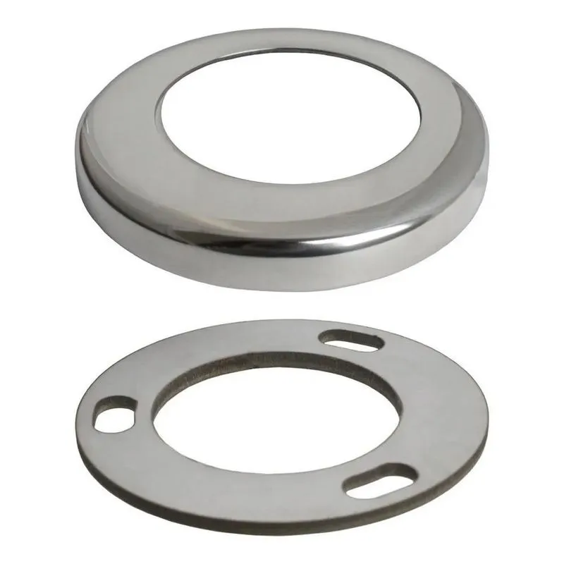 Flange Base Redonda + Canopla Em Inox Tubo De 2 ( Polido