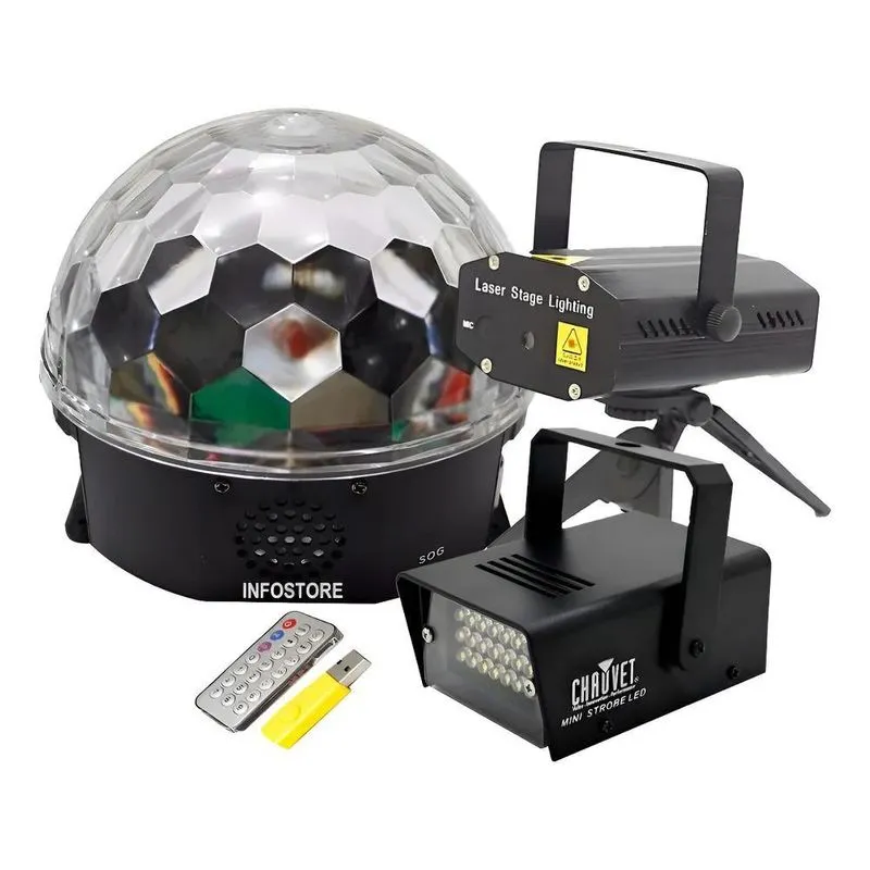 10x Kit Iluminação Festa Dj Balada Globo Magic Projetor E S