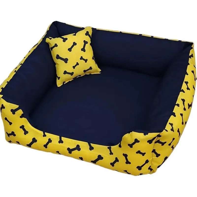Cama Dog Caminha Pet Cachorro Gato Com Até 10 Amarelo E Pre