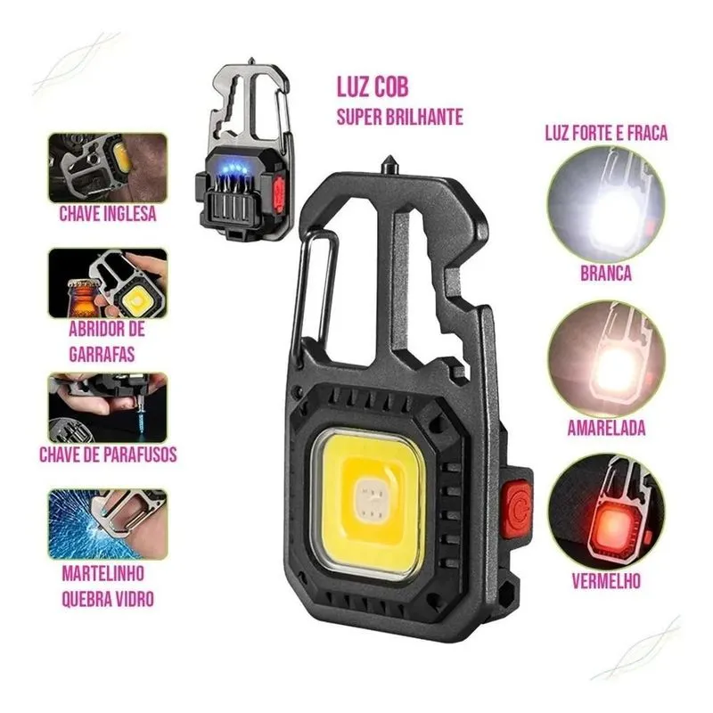 5x Lanterna Magnetica Multi Função De Bolso Pesca Caça Mecan