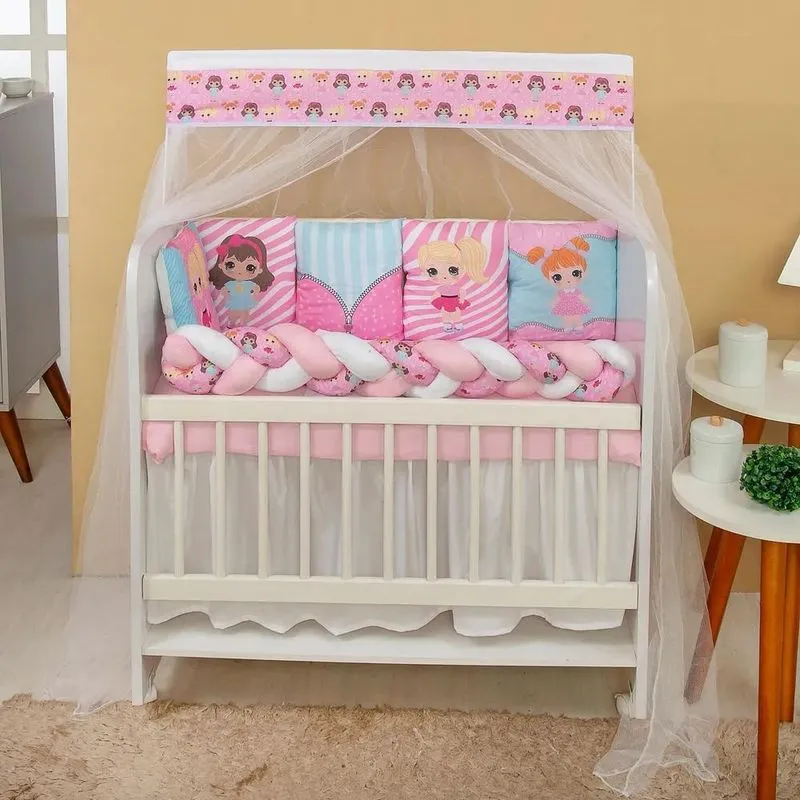 Kit Para Mini Berço Almofadinhas 12 Peças Com Sa Bonequinhas