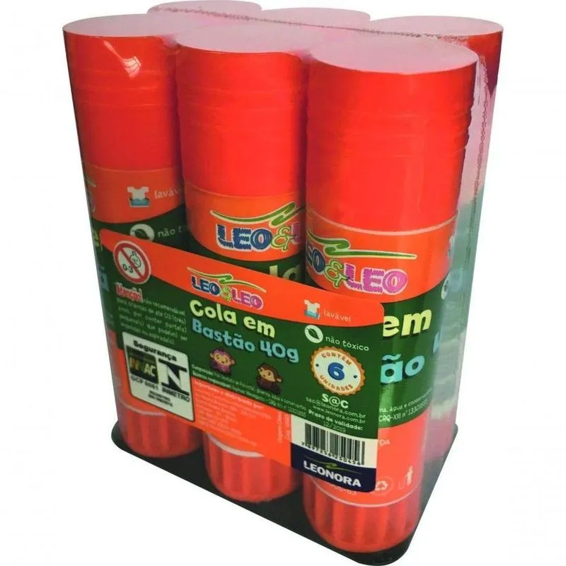 Cola Em Bastao Leo &amp; Leo 40g Pacote Com 6 Unidades Leonora Multicor 40g