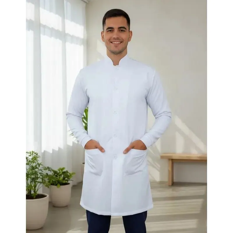 Jaleco Masculino Gola Padre Com Punhos Gab Cinza M