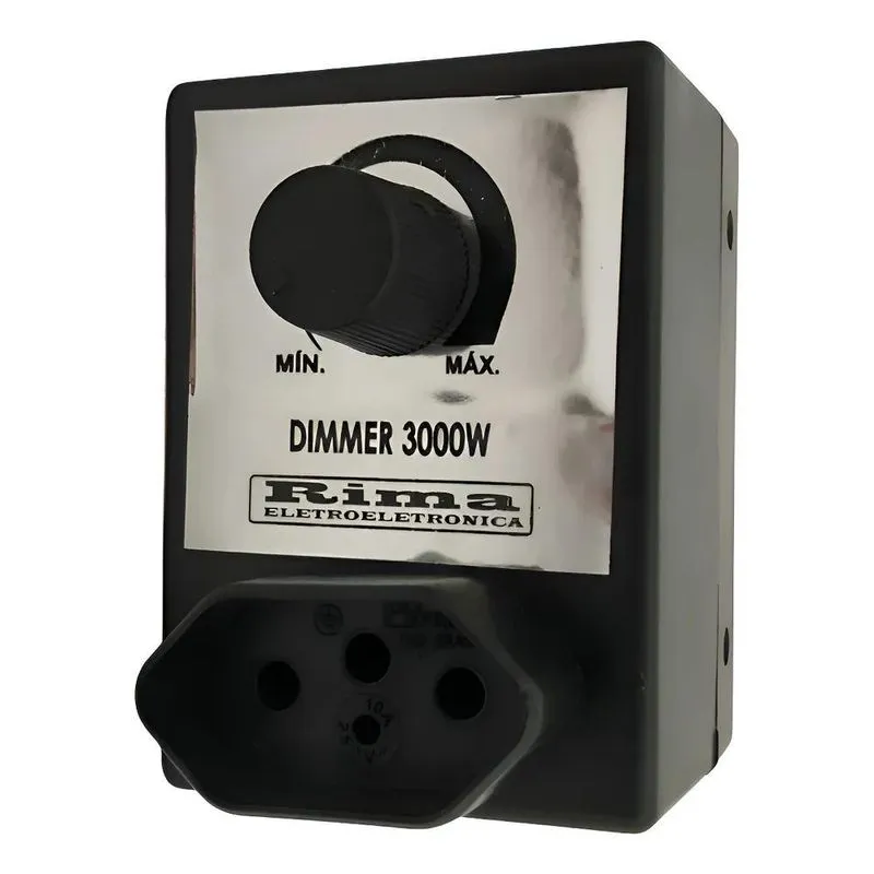 Dimmer Controlador Com Tomada Dimer Preto Rima 621 3000w