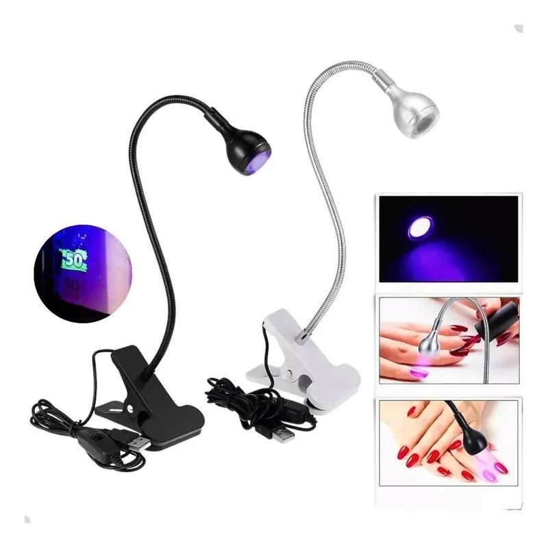 2x Luz Led Uv Mini Cabine Lanterna Clip De Mesa Secar Unha G