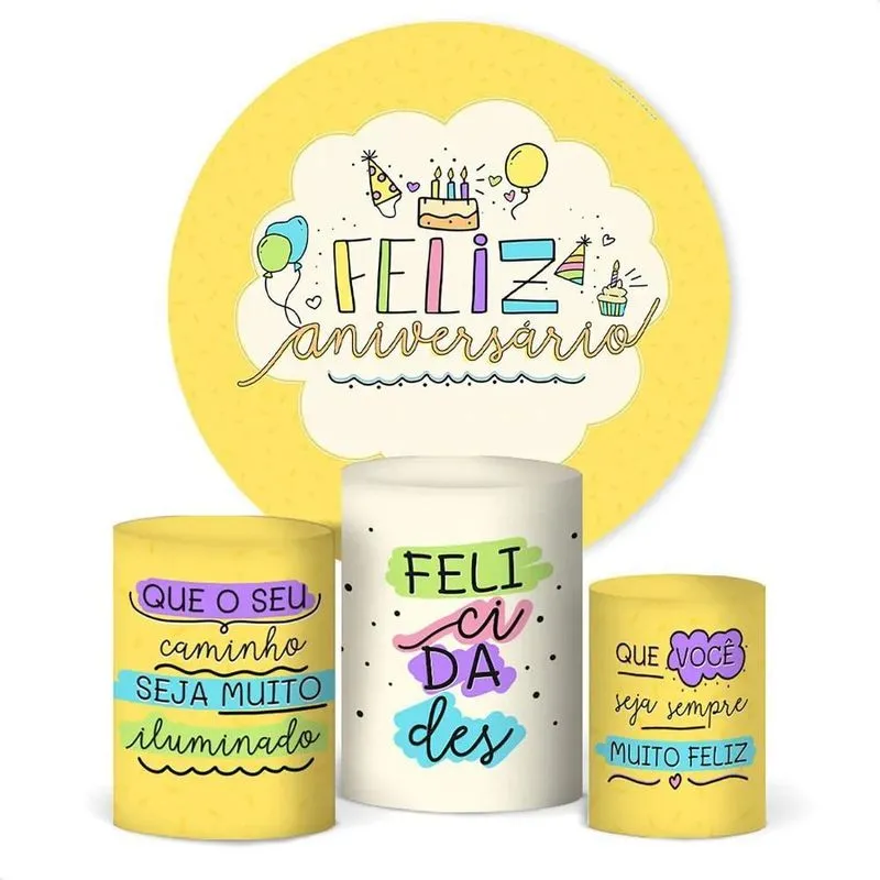 Painel De Festa E Capa Cilindro Decoração S Feliz Aniversári