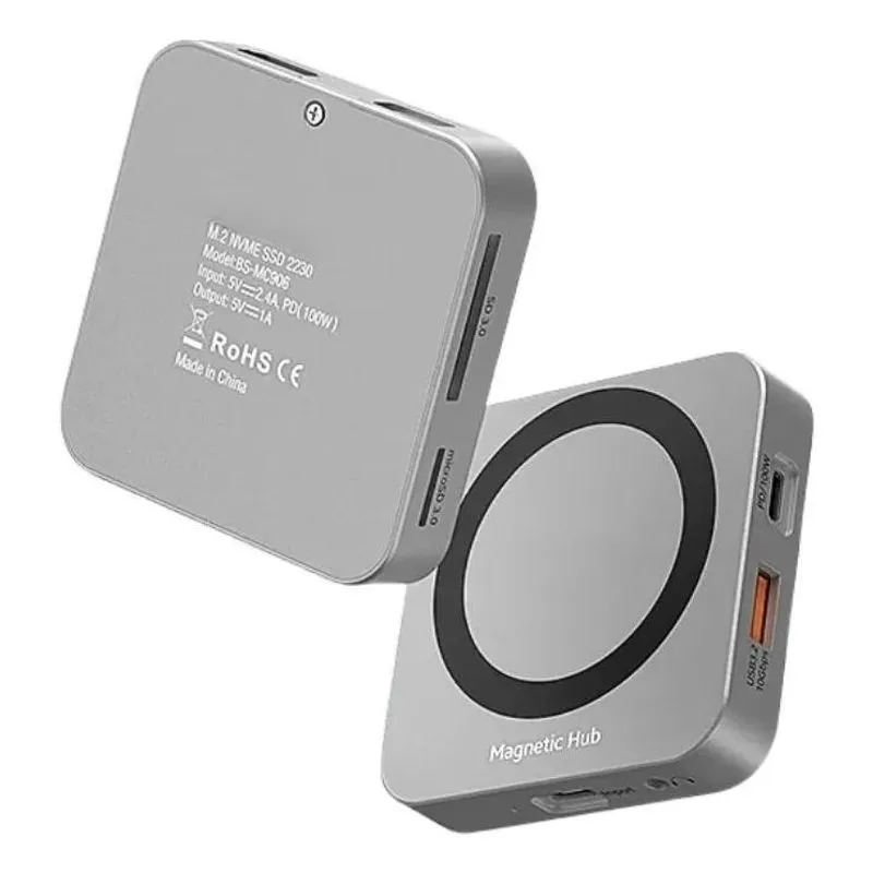10x Hub Usb-c Magnético 9 Em 1 - Hdmi, Usb, M.2, Nvme - Hi-