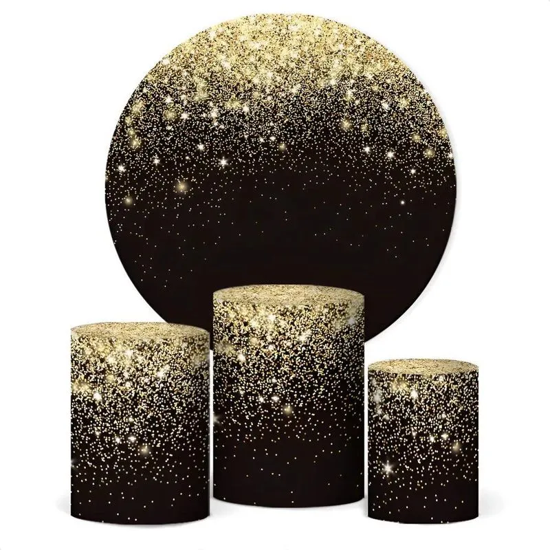 Painel De Festa E Capa Cilindro Decoraç Glitter Dourado Pret