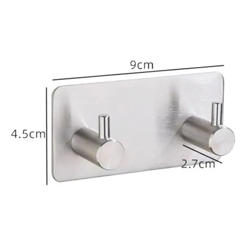 Suporte De Parede Duplo Com Adesivo Metal Até 5kg Cor Pratea