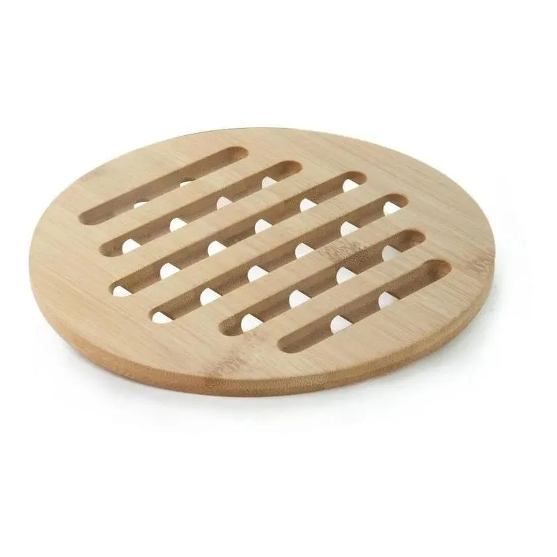 Descanso De Panela Redondo Em Bambu 15cm Mimo Style Cor Bege