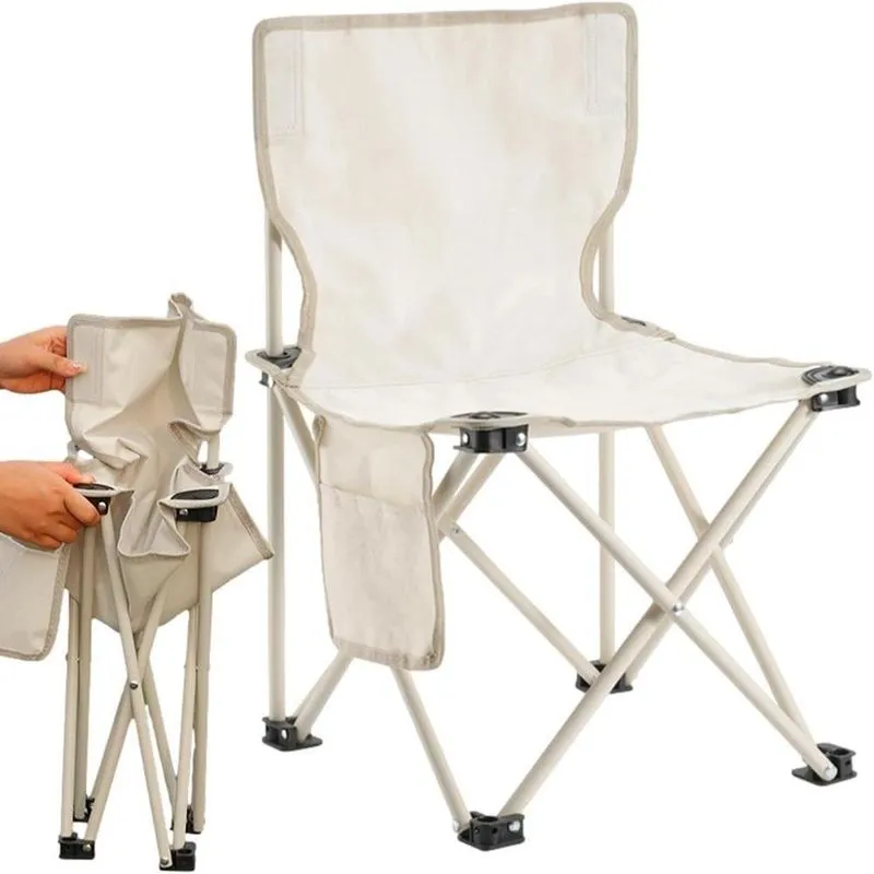Cadeira Praia Camping Dobravel Com Bolsa E Bolso Lateral
