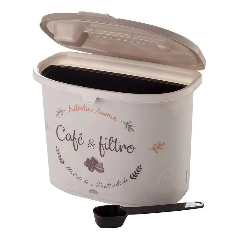 Pote Porta Café E Filtro De 1,5l Com Colher Dosadora Retrô C