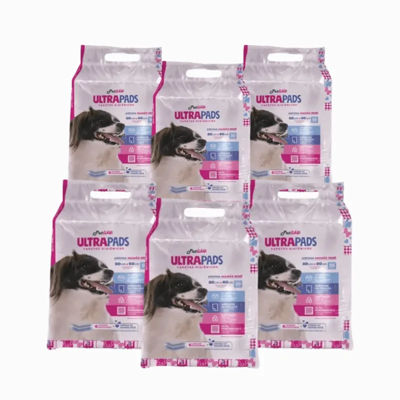 Kit 6 Tapete Higiênico Ultra Pads 80x60 30un Bebê Pet Like