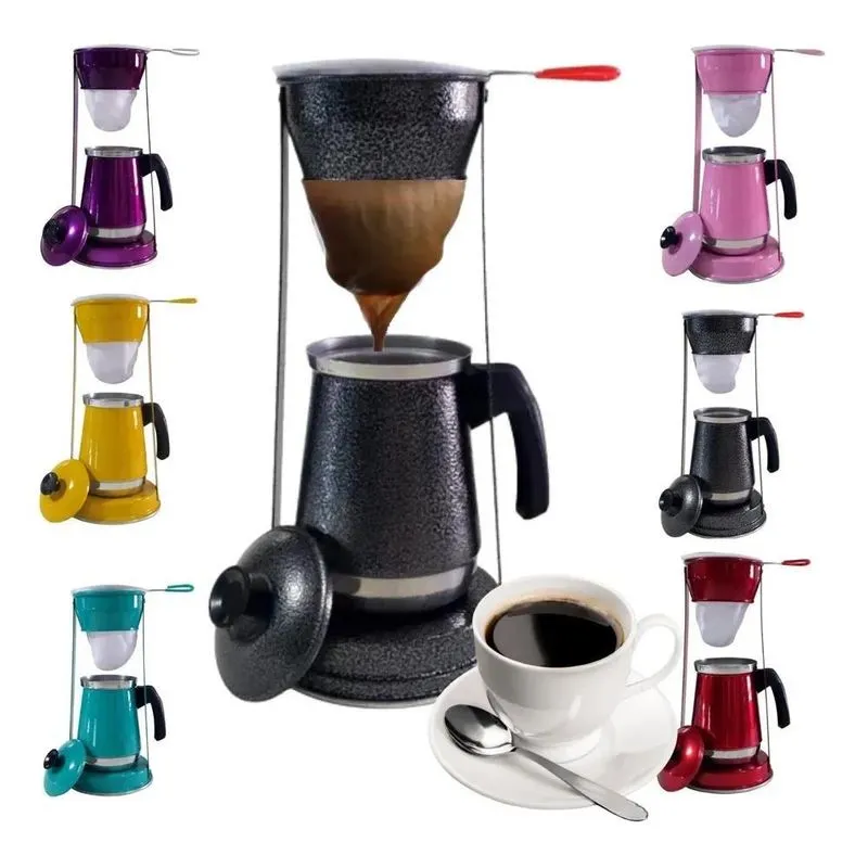 Bule Com Mancebo Coador De Cafe Colorido Retro Preto Craquea