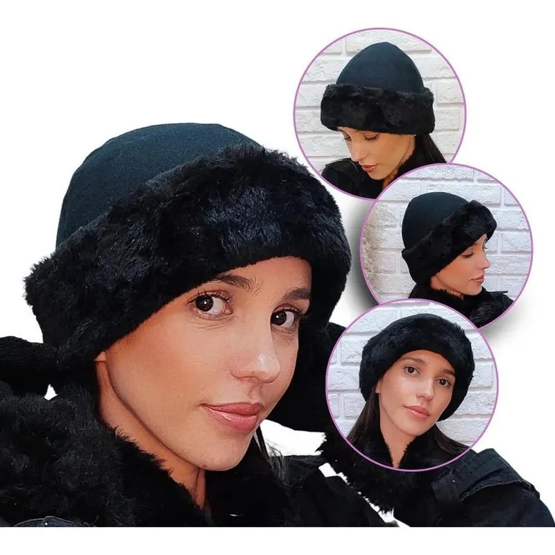 2x Touca Gorro Feminino Pelúcia Inverno Região De Clima Frio